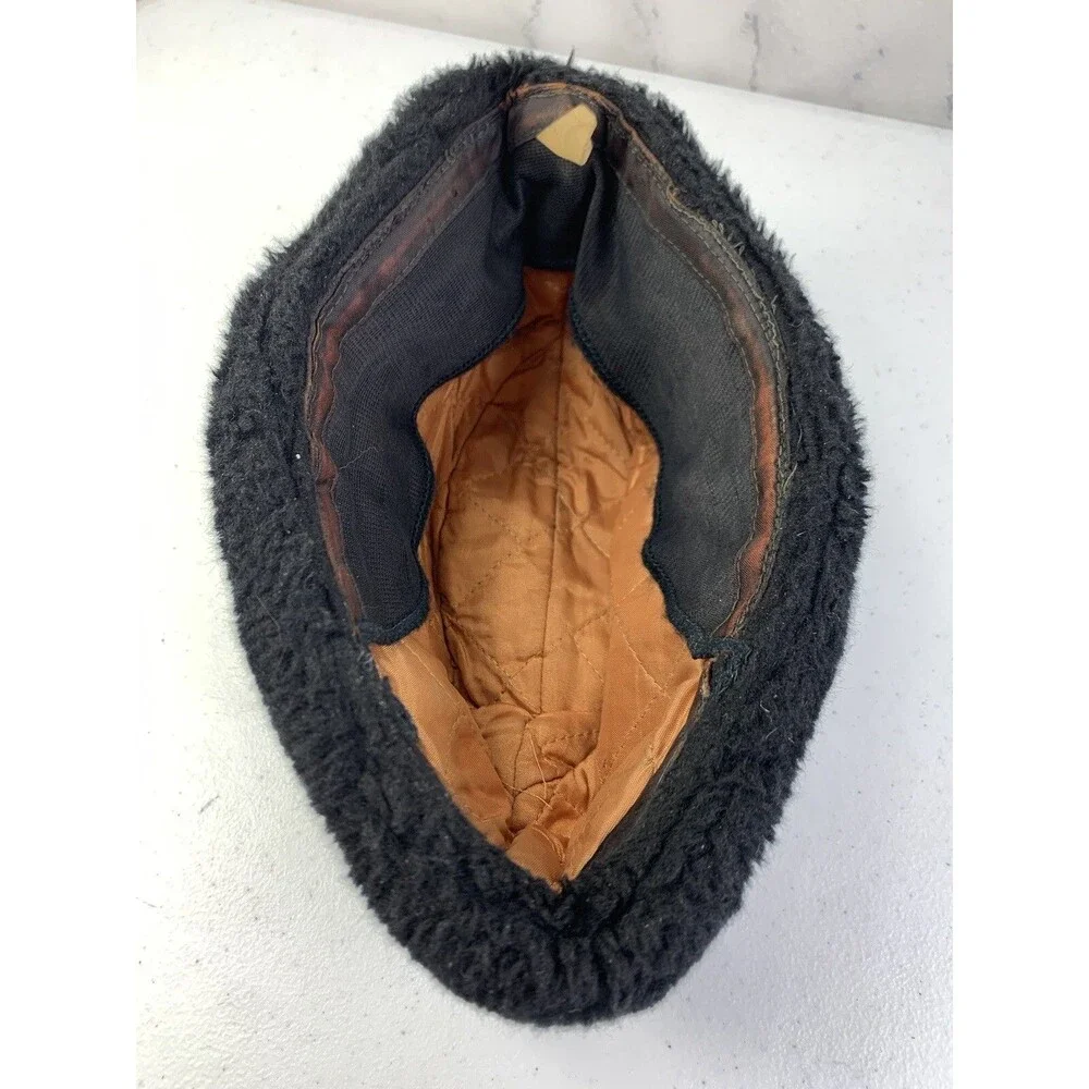 Vintage 50s 60s Fuzzy Hat Faux Fur Ear Warmer Cap Russian Style Brown Aviator